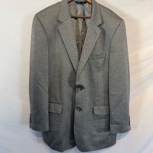 JOS A. BANK silk camel hair herringbone blazer men's size 46L gray business flaw